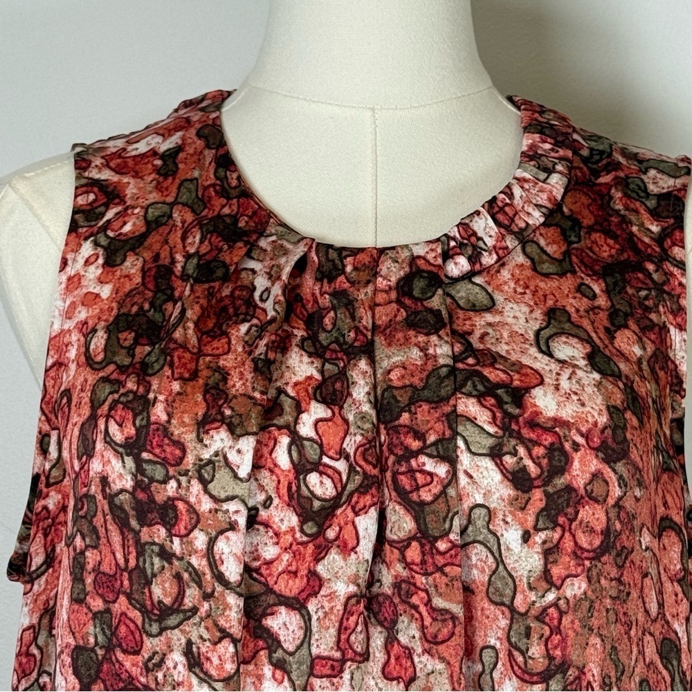 Anne Klein Sleeveless Pink And Brown Abstract Print Blouse Women’s Size Large - Picture 2 of 8